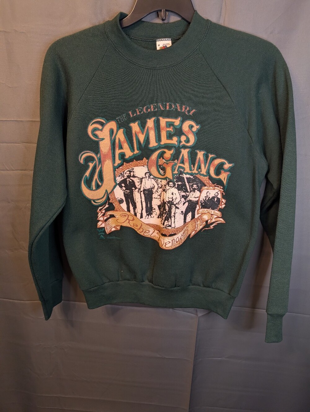 Vintage 90s Fruit of the Loom The Legendary James Gang Sweatshirt M Green